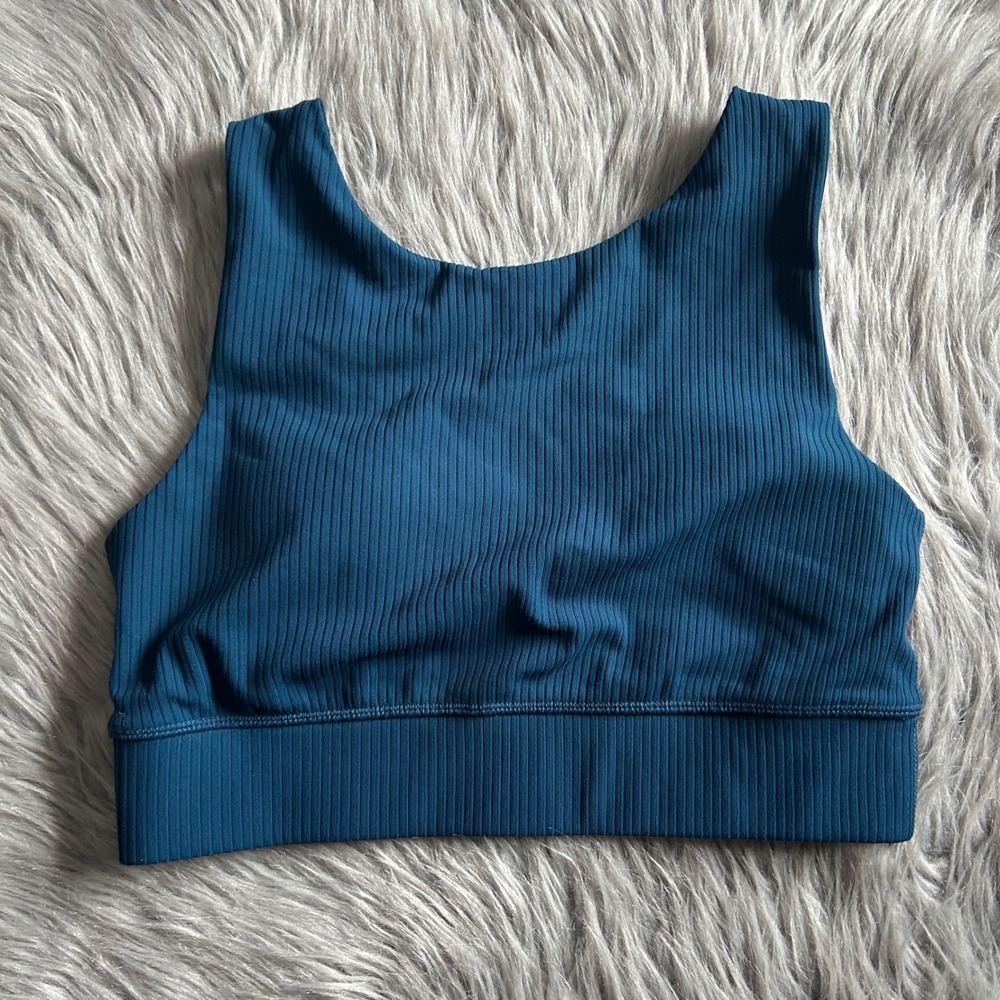32 Degrees Wireless Ribbed Sports Bra Womens Size Small Blue Wirefree